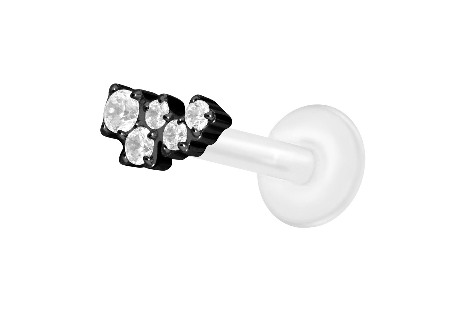 PTFE Labret Piercing mit Innengewinde + Titan-Aufsatz KRISTALLWOLKE